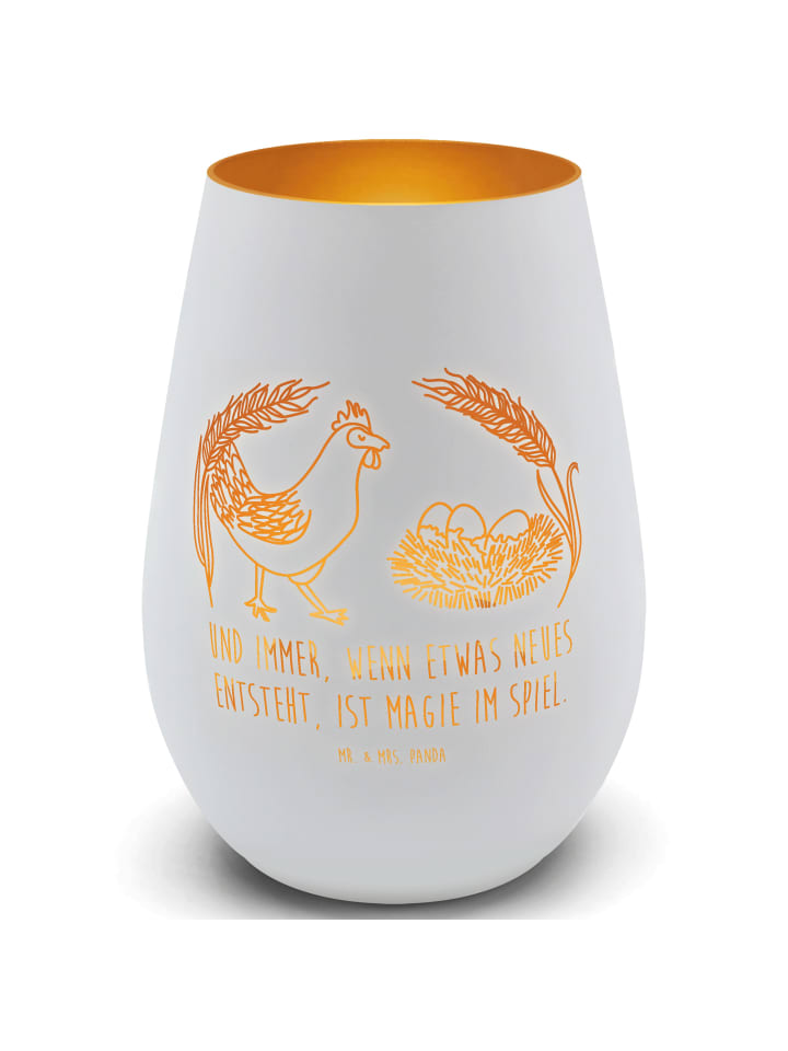 Kerzenständer Huhn Stolz mit Spruch in Weiß