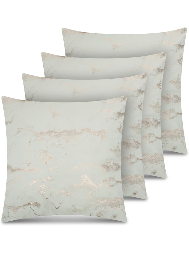 4er Set Kissenbezüge mit Marmordesign 45x45cm Carrara in Rosa