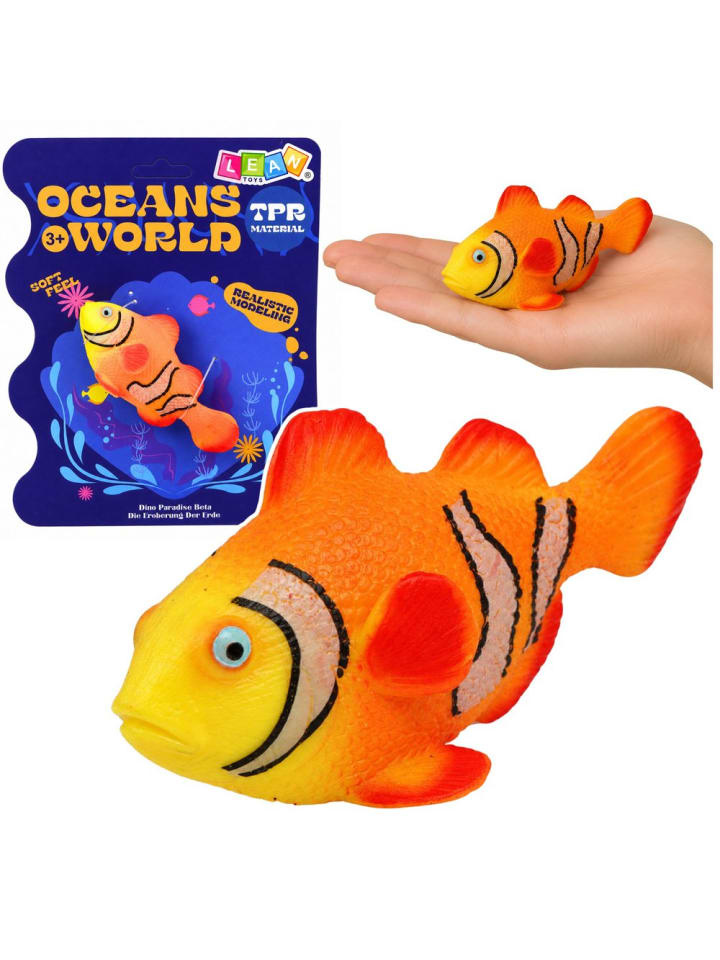 Clownfisch-Gummifischfigur, dehnbar, realistischer Meeresfisch, 10 cm