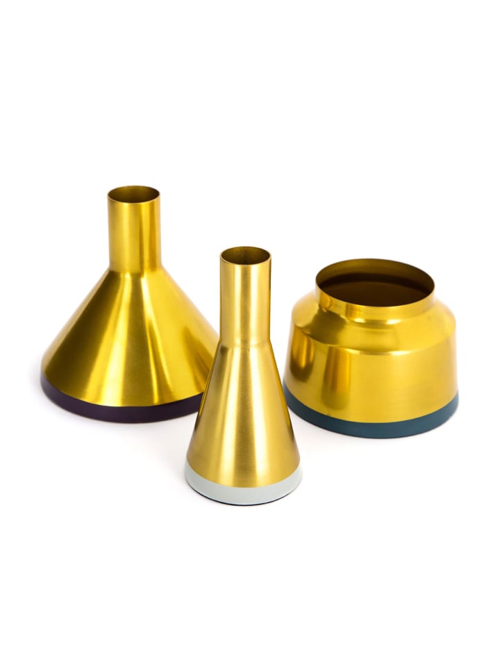 Vasen 3er Set Culture 120 in gold - pflaume - hellgrau - petrol