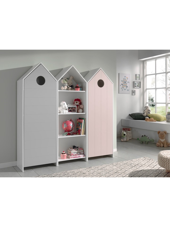 REGALSCHRANK Set Kania MDF+Holzwerkstoff Weiß /Pink