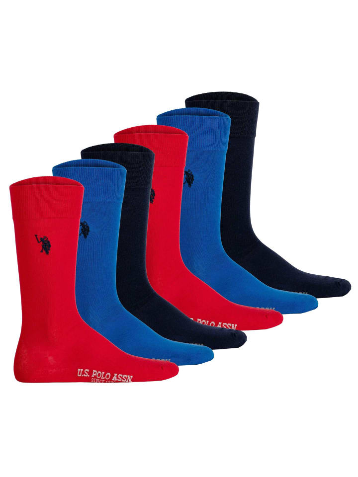 Socken 6er Pack in Marine/Royalblau/Rot