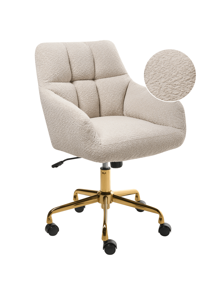 Bürostuhl PALMDALE in Beige/Schwarz/Gold - (W) 58 x (H) 84 x (L) 61 cm