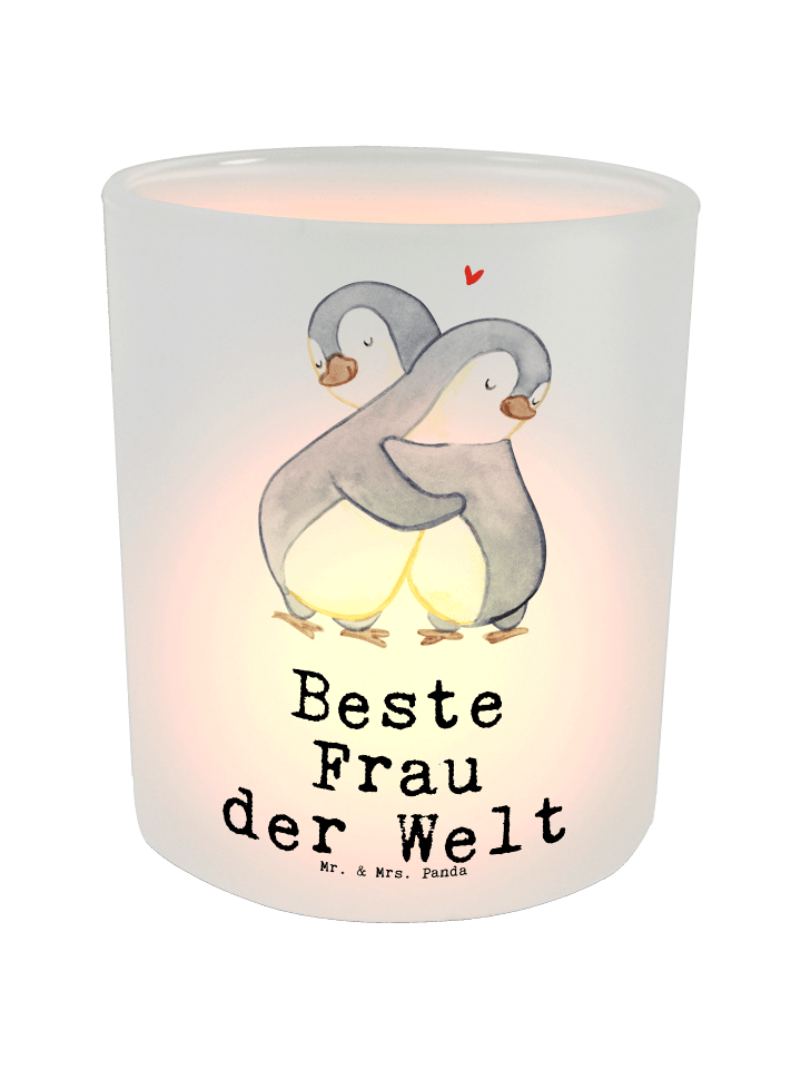 Glas Windlicht Pinguin Beste Frau der Welt mit ... in Transparent
