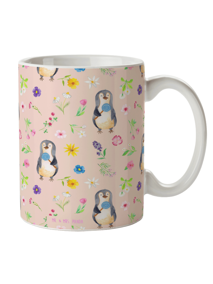 Kaffeebecher Pinguin Lolli ohne Spruch in Rosa