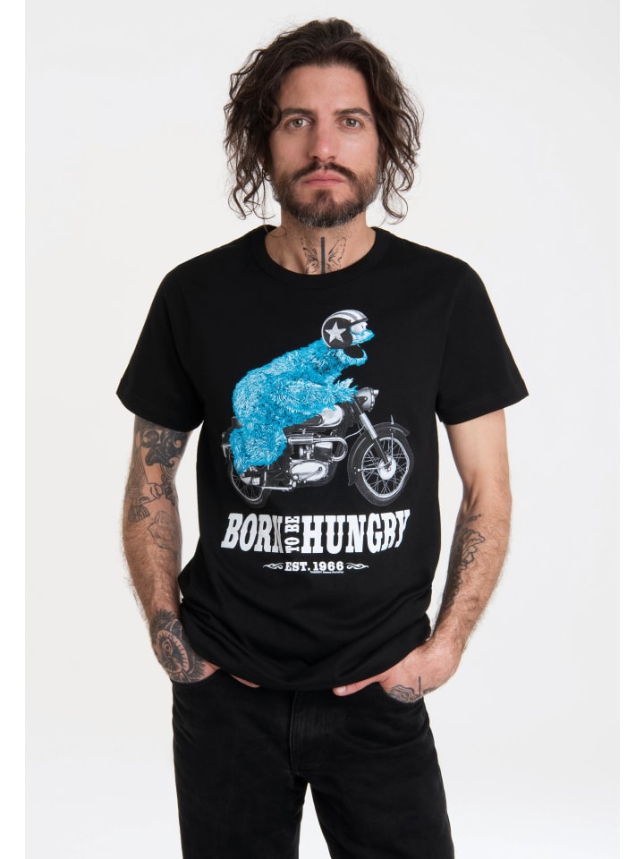Motorrad schwarz Logoshirt limango kaufen Krümelmonster günstig T-Shirt | Sesamstraße - in