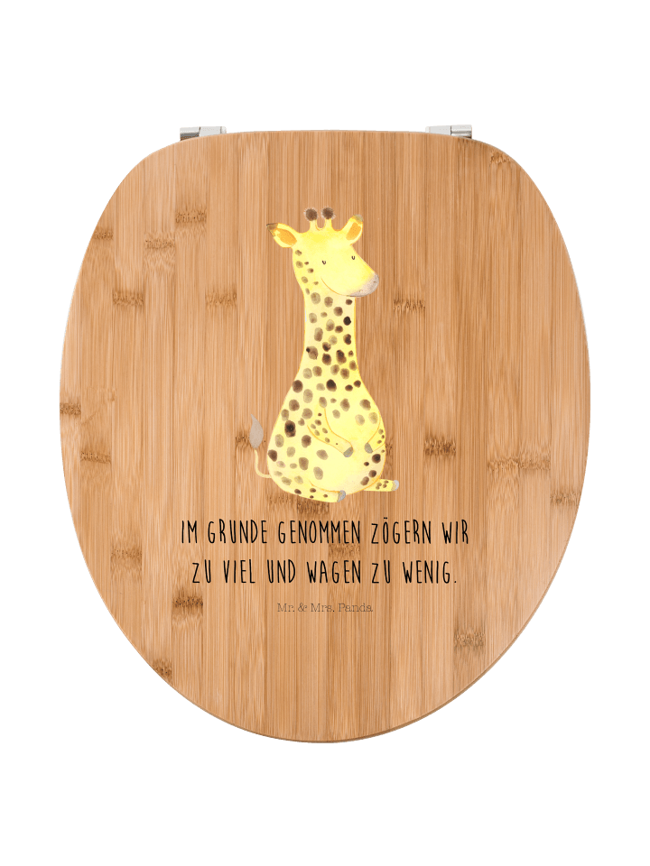 Holz WC Sitz Giraffe Zufrieden mit Spruch in Braun