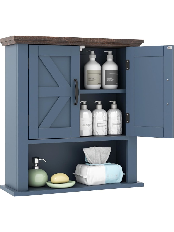 Badezimmerschrank hängend in Blau