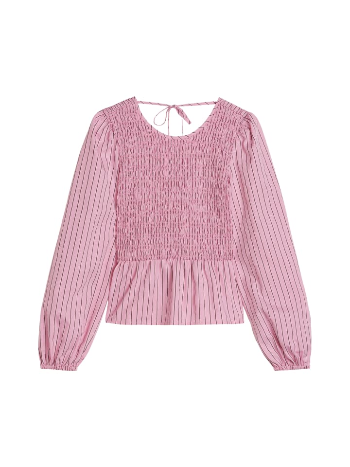Peplum-Streifenbluse slim in Light Pink