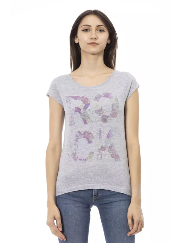 Grau Baumwolle Damen T-Shirt