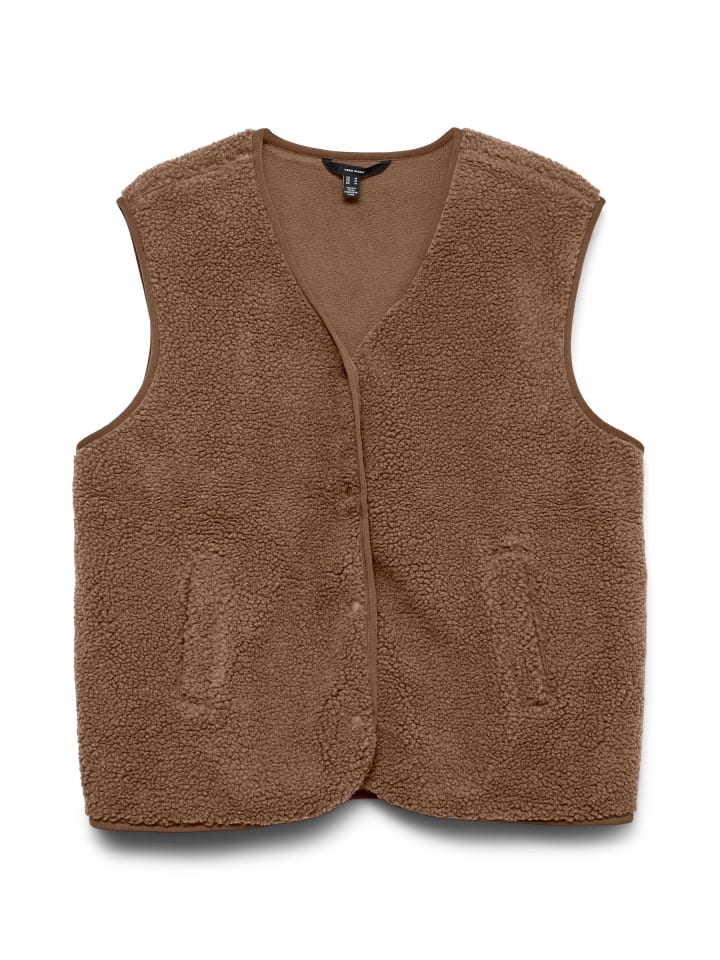 Teddyfell Weste in Fossil