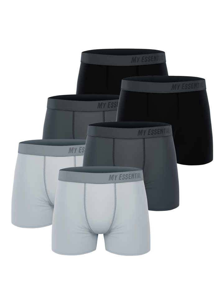 Boxershorts My Essential 6 Pack Boxers Cotton Bio in Anthrazit Melange 3080