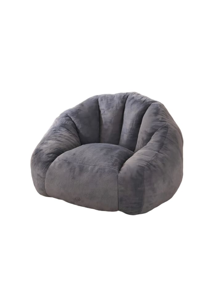 Sitzsack in Grau Plüsch groß weich für Wohnzimmer Kinderzimmer