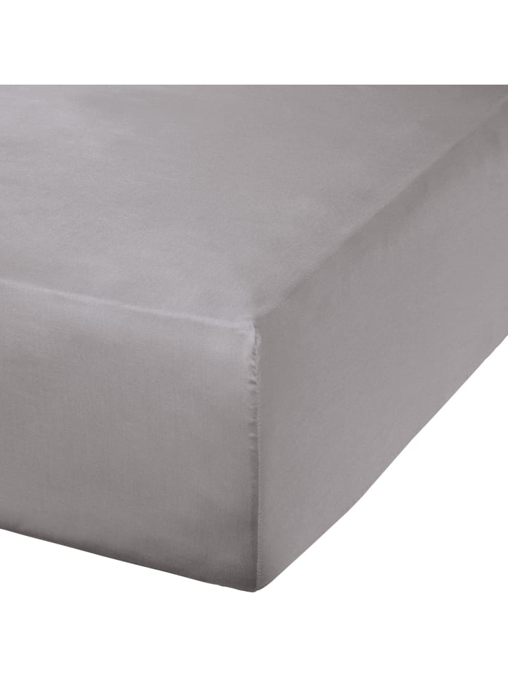 Mako-Satin Spannbettlaken Landshut in silber