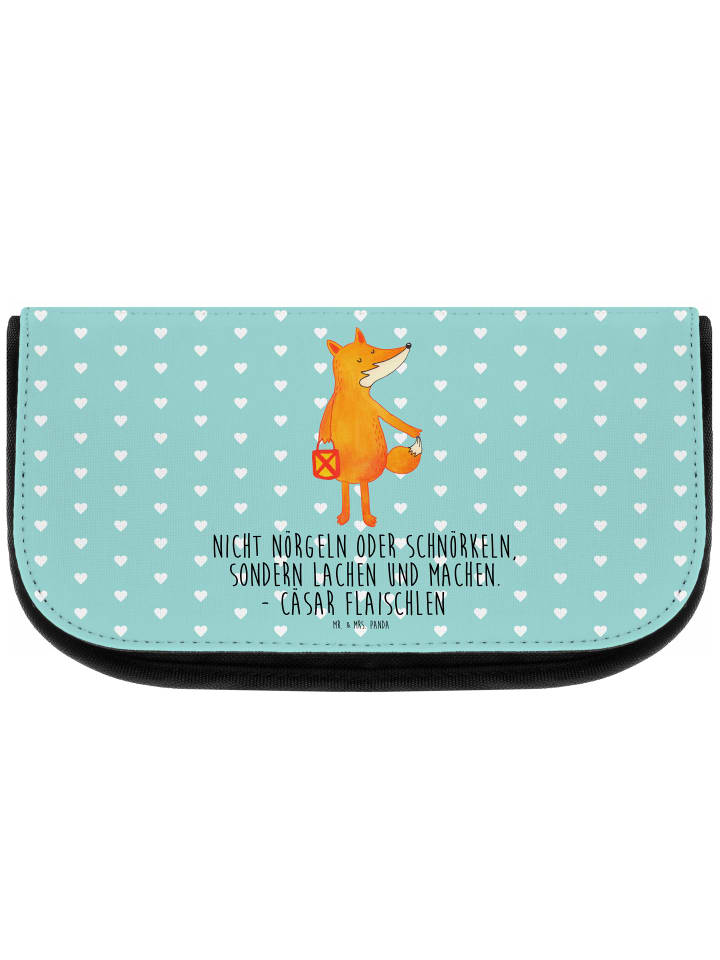 Make-Up Bag Fuchs Laterne mit Spruch in Türkis Pastell