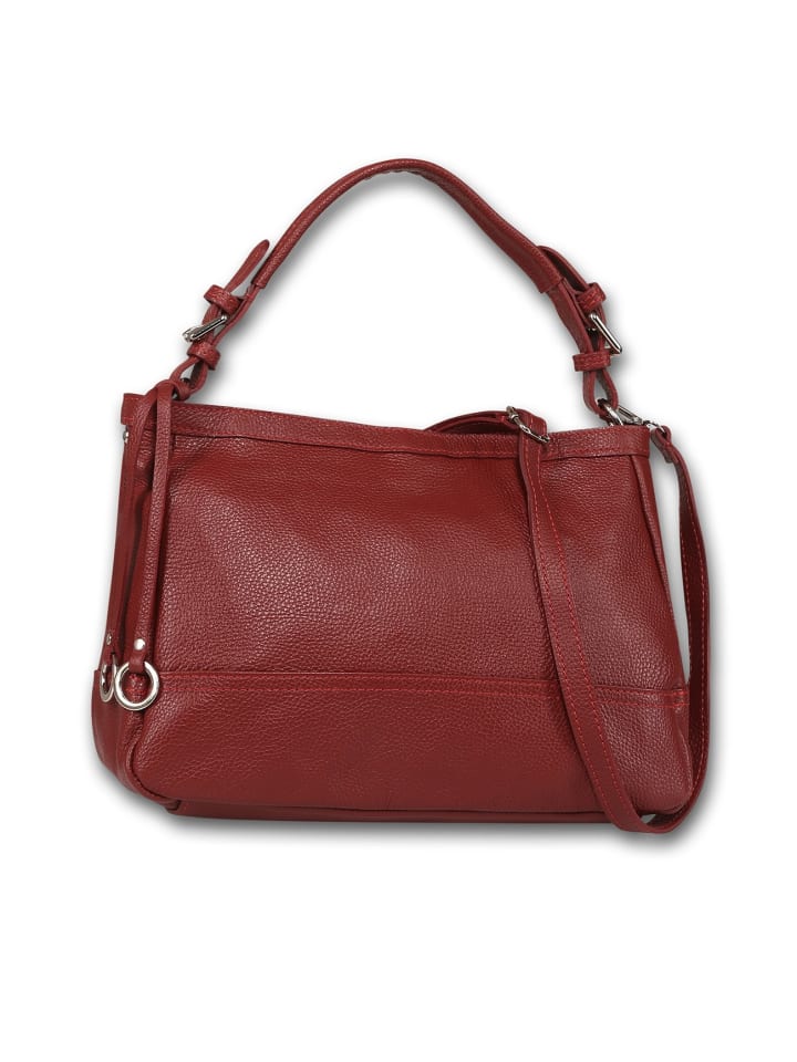 Leder Schultertasche Toscanto Tasche dunkelrot ca. 38cm