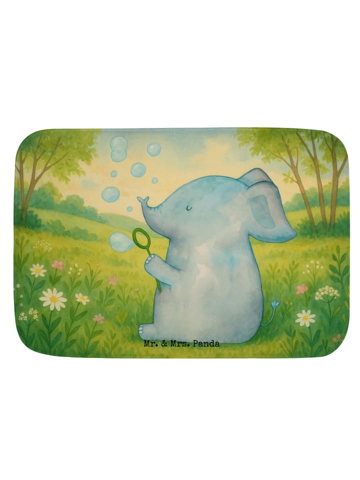 Badteppich Elefant Seifenblasen Design ohne Spruch in Weiß