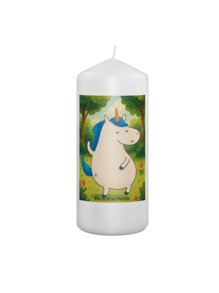 Kerze Einhorn Mann Design ohne Spruch in Weiß