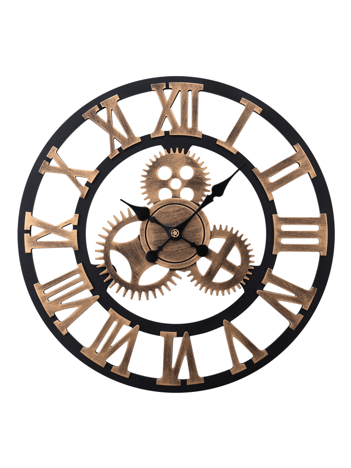 Wanduhr ohne Tickgeräusche in Gold & Schwarz ⌀58 cm