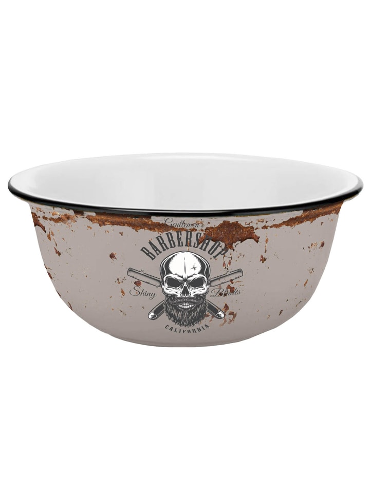 Müslischale Barber Skull Emaille-Optik in Grau - 600 ml