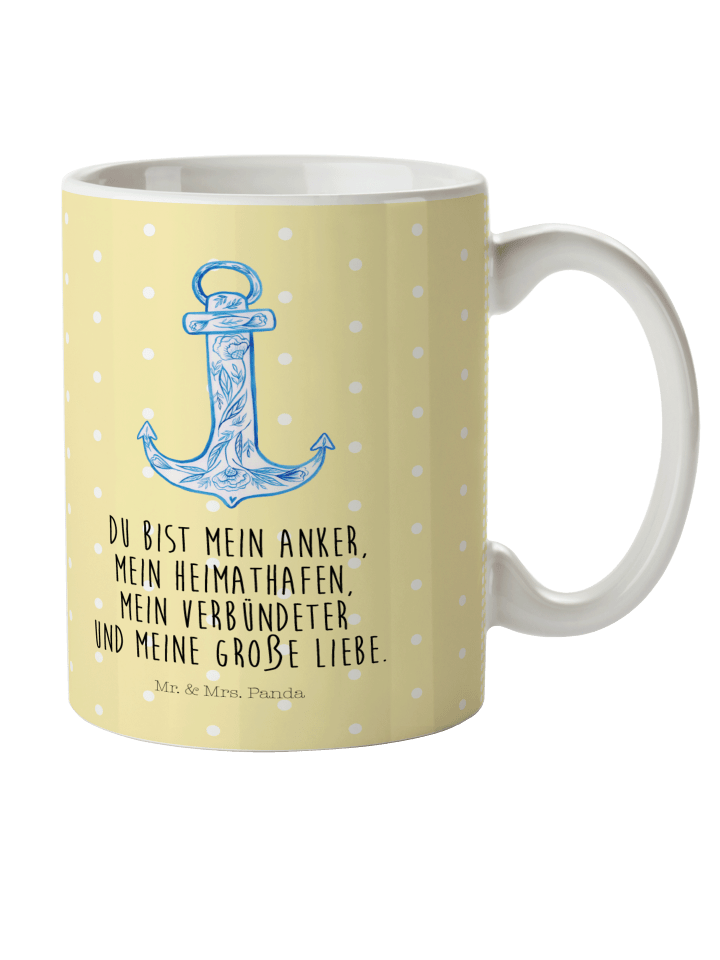 Kinderpott Anker Blau mit Spruch in Gelb Pastell