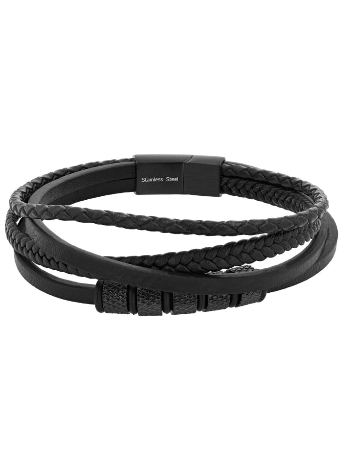 Unisex Armband aus Leder 21,5 cm in schwarz