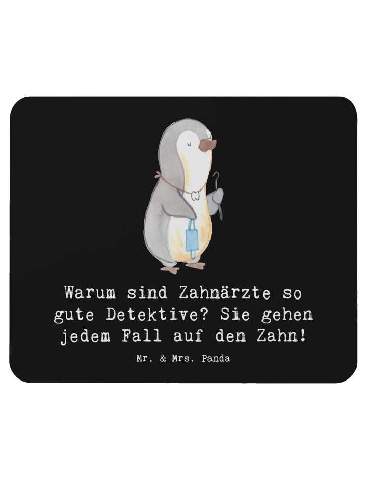 Ergonomisches Mauspad Zahnarzt Detektiv mit Spruch in Schwarz