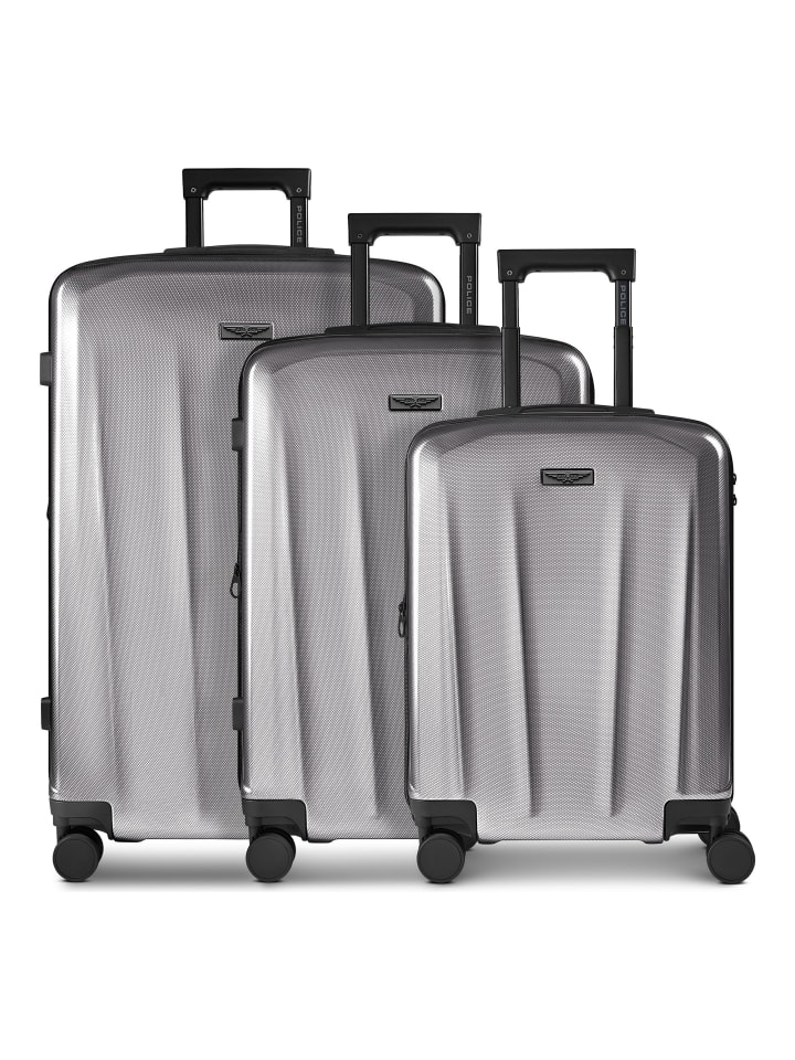 New York 4 Rollen Kofferset 3-teilig mit Dehnfalte silver grey