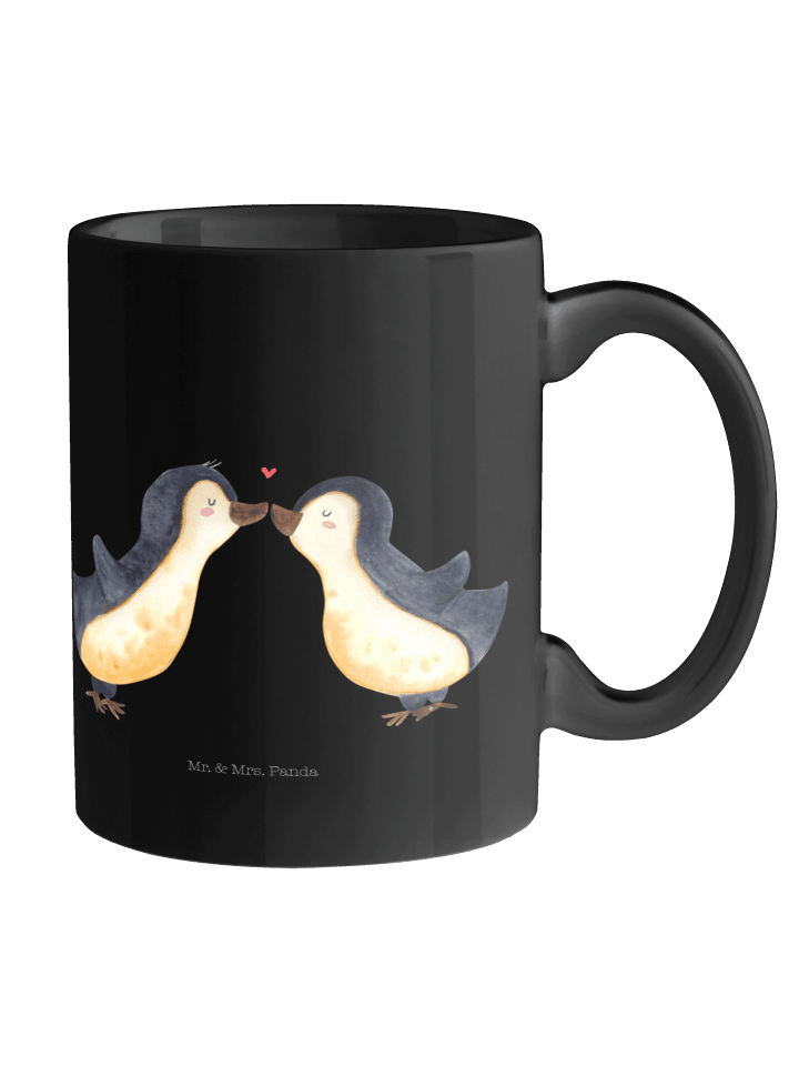 Teepott Pinguin Liebe ohne Spruch in Schwarz