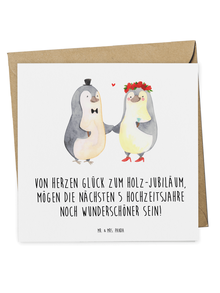 Deluxe Karte 5. Hochzeitstag Holzhochzeit mit S... in Weiß