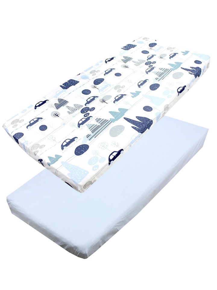 Baby Kinder Spannbettlaken 2er Pack in blau