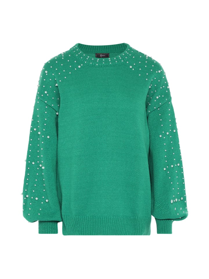 Damen Pullover Mit Perlen in GRÜN
