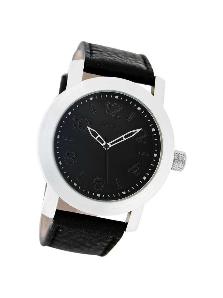 Analog-Armbanduhr Oozoo Timepieces schwarz groß (ca. 44mm)