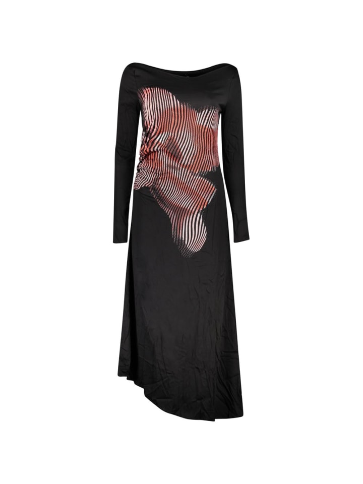 Schwarz Viskose Damen Kleid