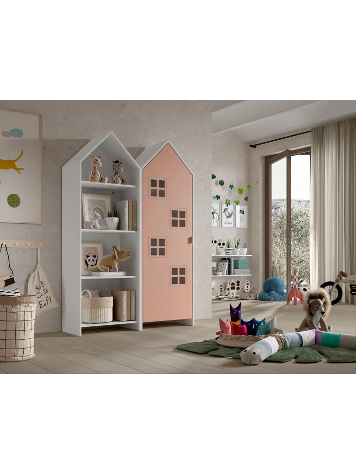 REGALSCHRANK Set Kania 115x37x171 MDF+Holzwerkstoff Weiß /Pink