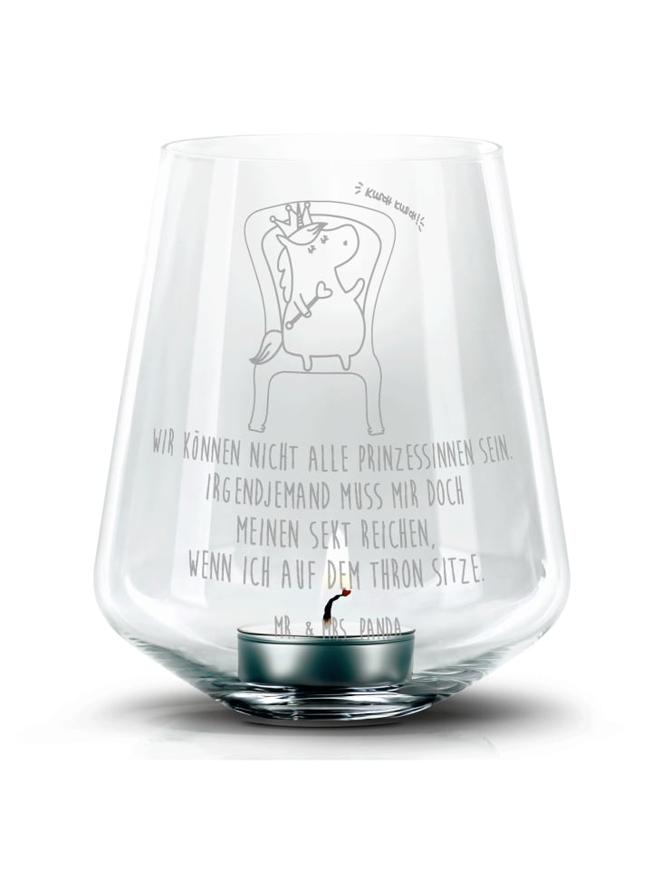 Kerzenständer Einhorn König mit Spruch in Transparent