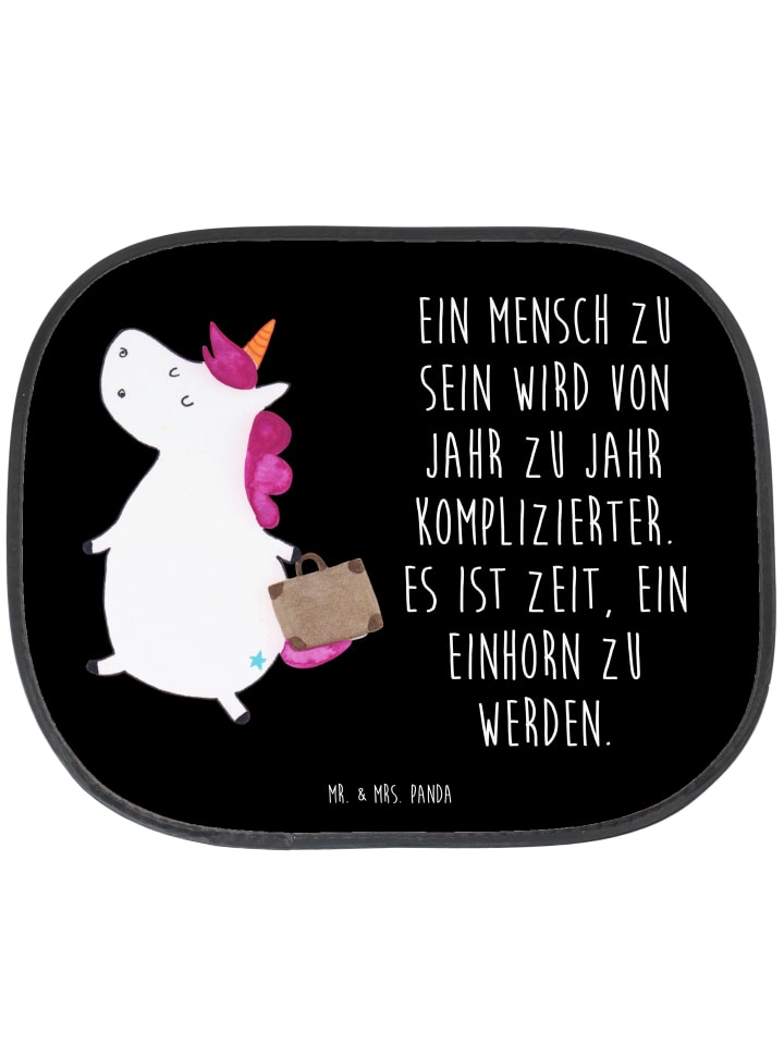 Sonnenschutz Auto Einhorn Koffer mit Spruch in Schwarz