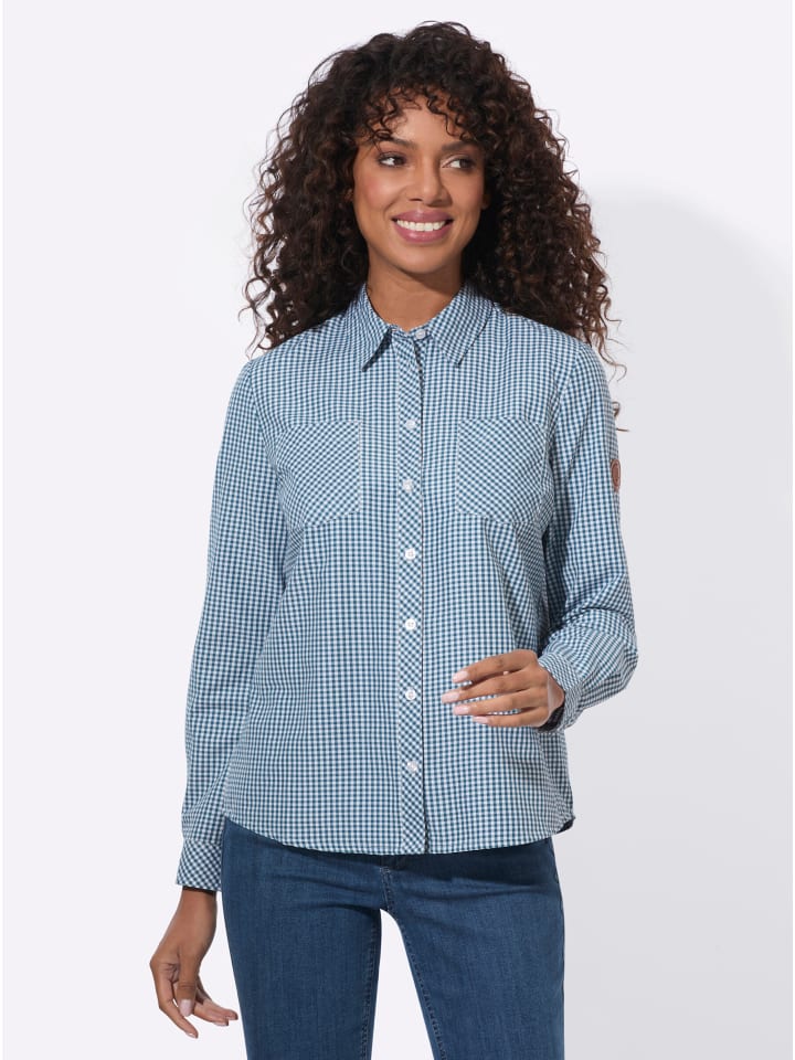 Karo-Bluse in topas-weiß-kariert