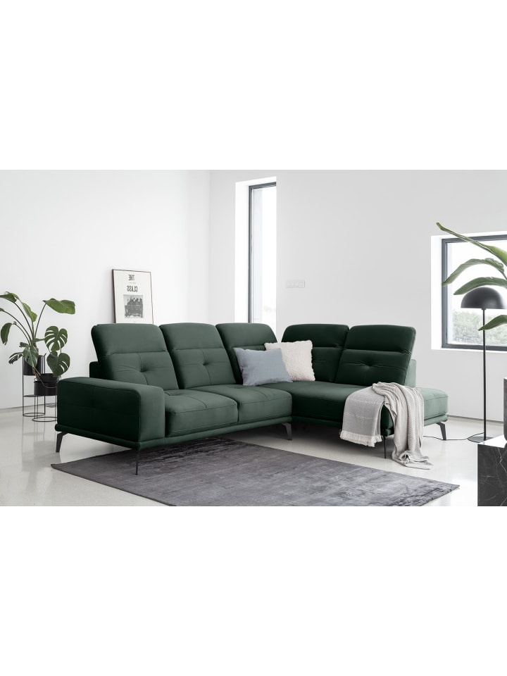 Neviro Recamiere Rechts in Grün - (L) 200 x (B) 275 x (H) 98 cm
