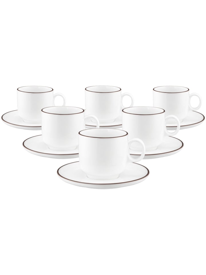 12-tlg. Cappuccino-Set Sento Home Pure Lines in Chocolate Brown 300 ml