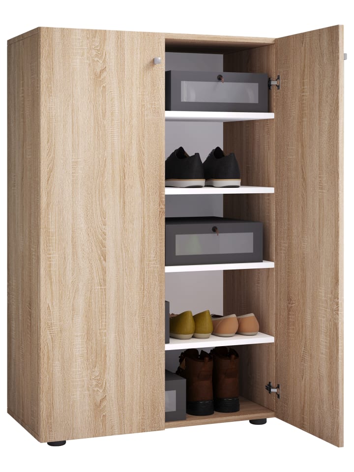 XL Holz Großer Schuhschrank Schuhkommode Lona 5 in Sonoma-Eiche