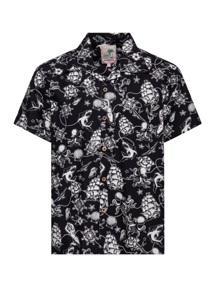 King Kerosin Hawaiihemd Sailor in schwarz