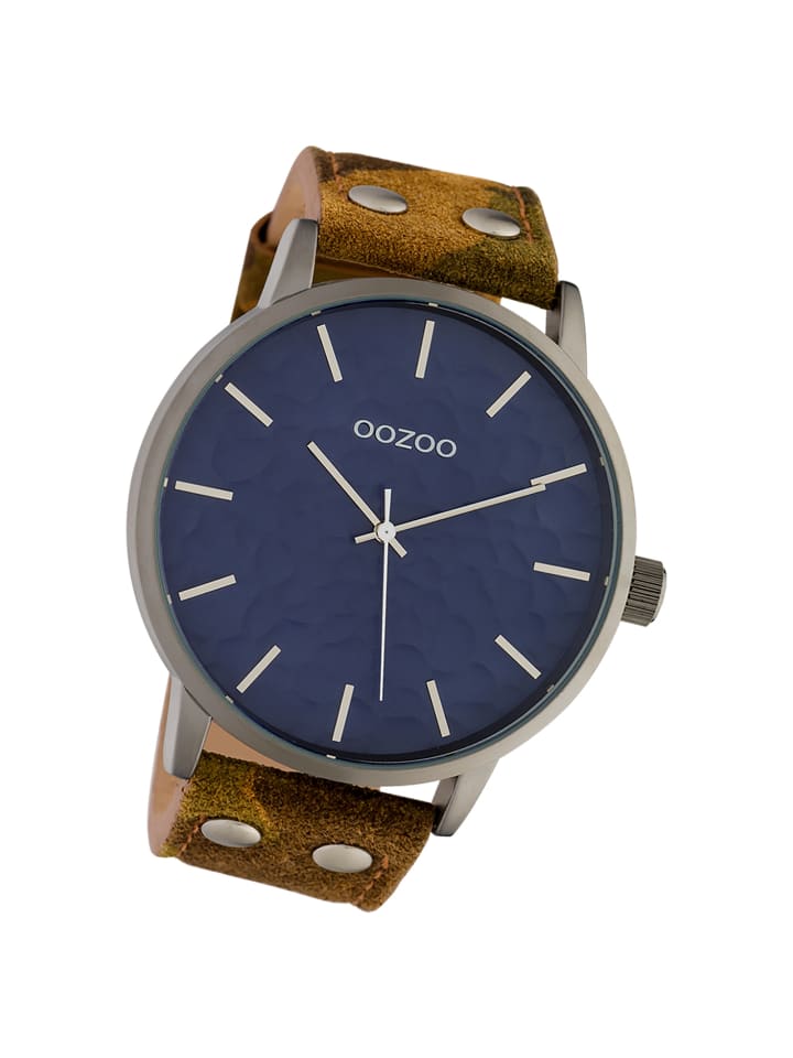 Analog-Armbanduhr Oozoo Timepieces camouflage, gelb extra groß (ca. 48mm)