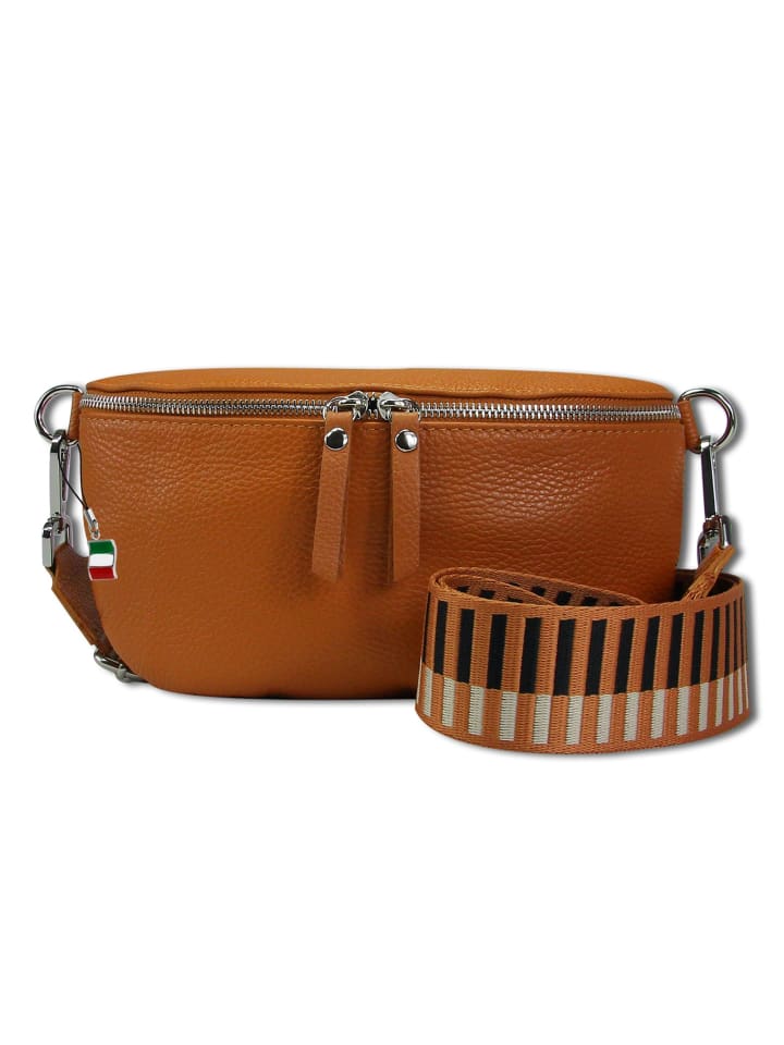 Gürteltasche Leder braun, tan, mehrfarbig ca. 25cm