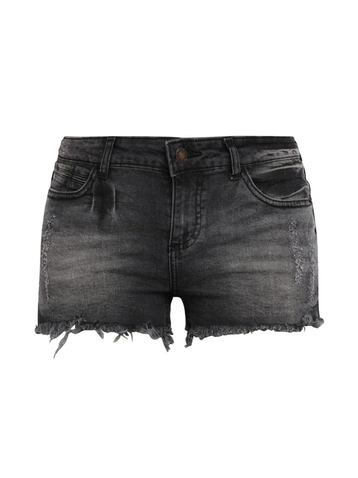 Jeanshotpants in schwarz-washed