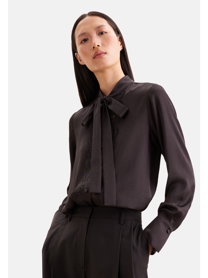 Stehkragenbluse Regular in Braun