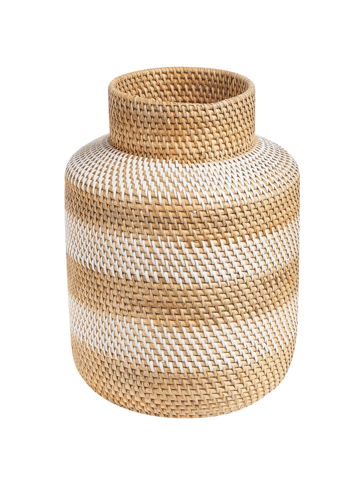 Dekovase RENUN in Weiß/Naturfarben/Beige - (W) 26 x (H) 36 x (L) 26 cm