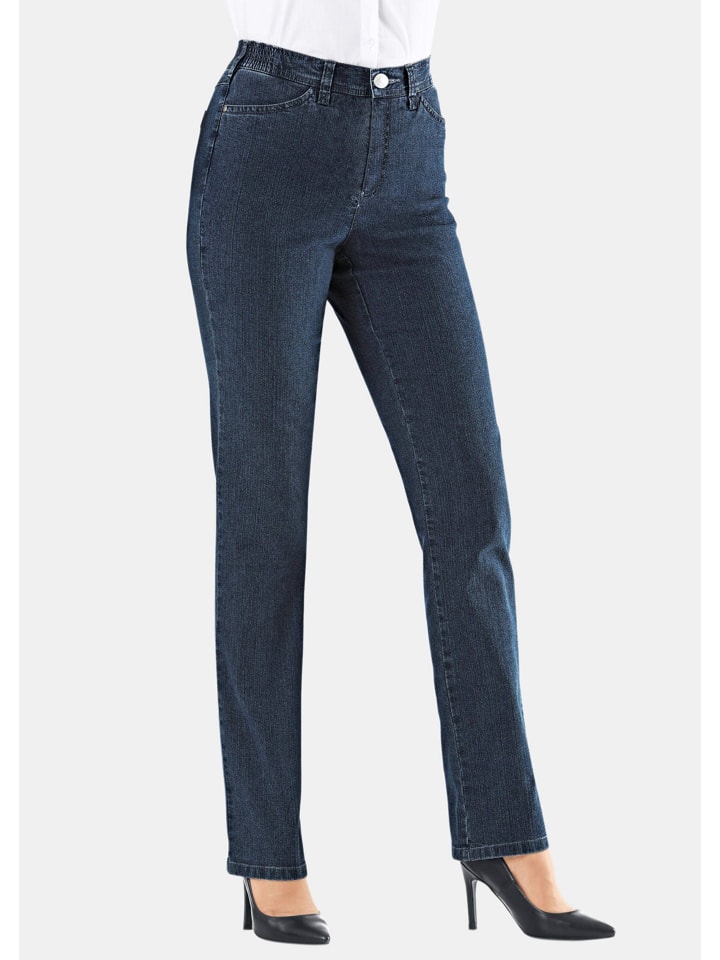Kurzgröße: Denimhose mit Stretchkomfort in dunkelblau