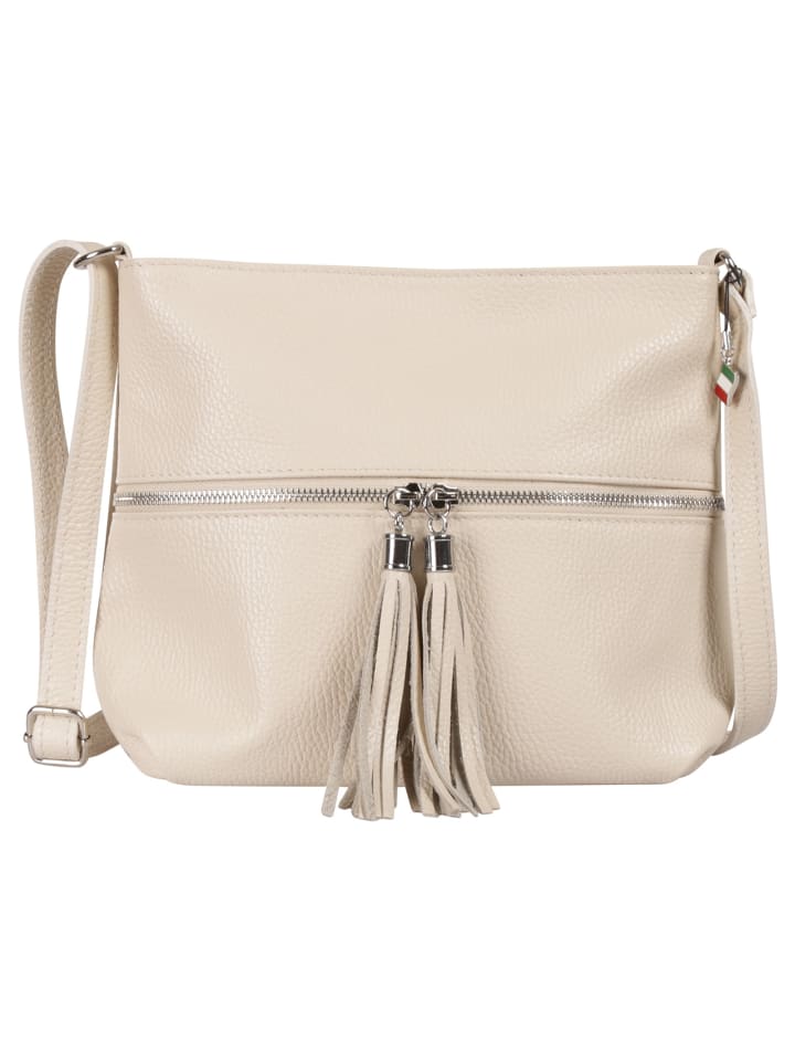 Florence Umhängetasche Leder beige ca. 30cm