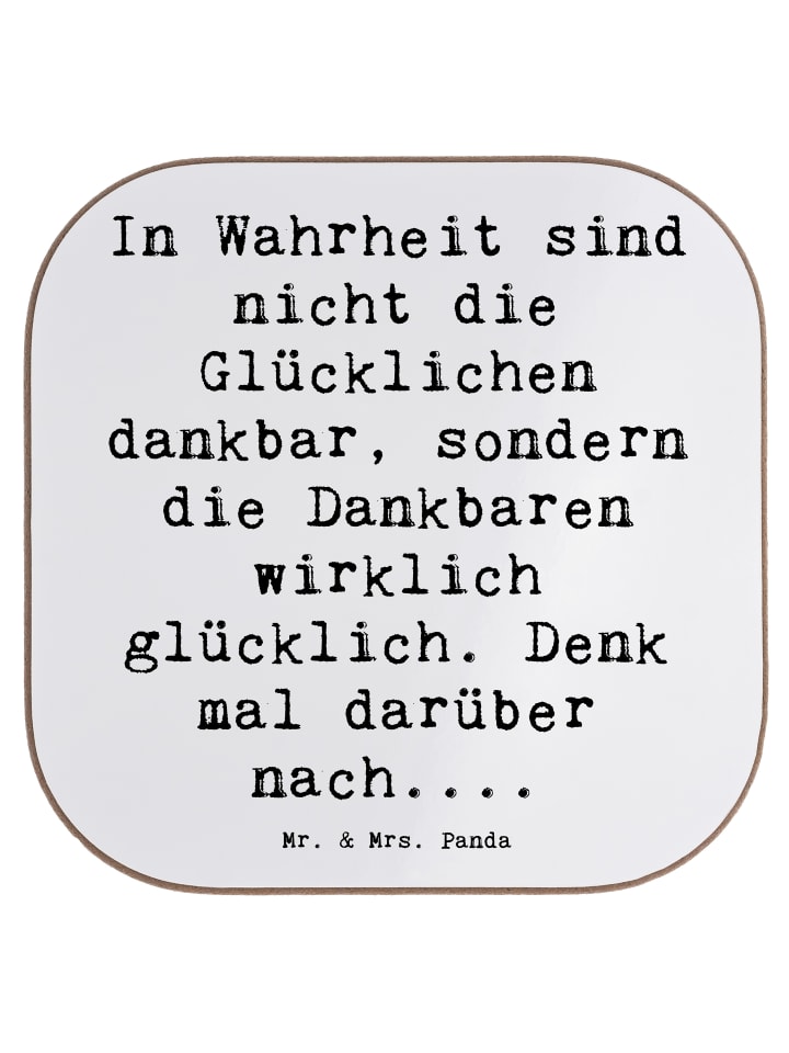 Bierdeckel Spruch Dankbarkeit für kleine Dinge ... in Weiß